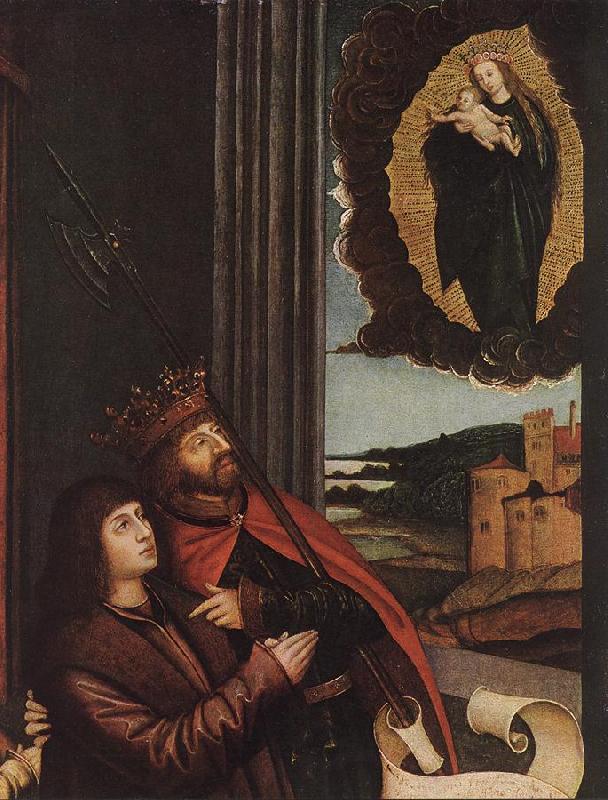 STRIGEL, Bernhard St Ladislas Presents Wladislav II and his Sons to the Virgin (detail)  wr oil painting image